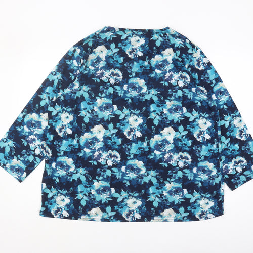 Isle Essentials Women's Blue Floral Top XL
