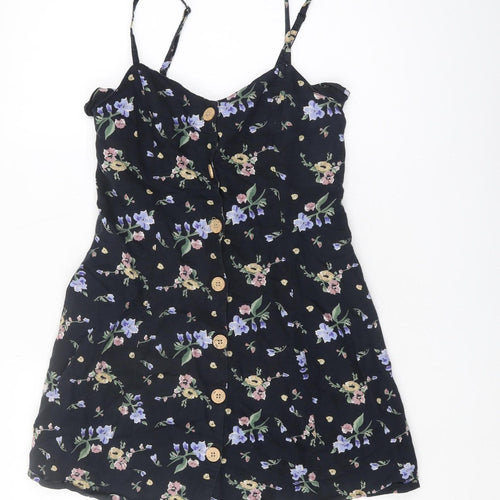 Urban Outfitters Women's Black Floral Slip Dress S