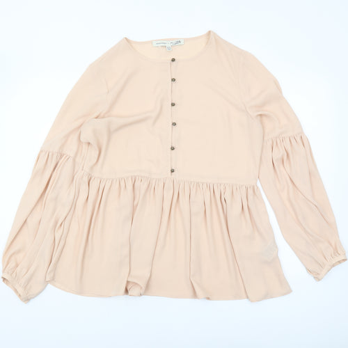Banana Republic Women's Beige Blouse M, Button Accents, Woven