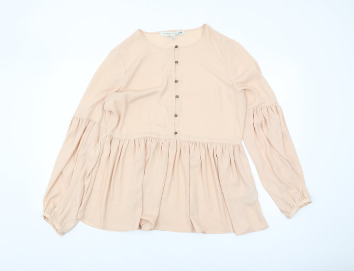 Banana Republic Women's Beige Blouse M, Button Accents, Woven