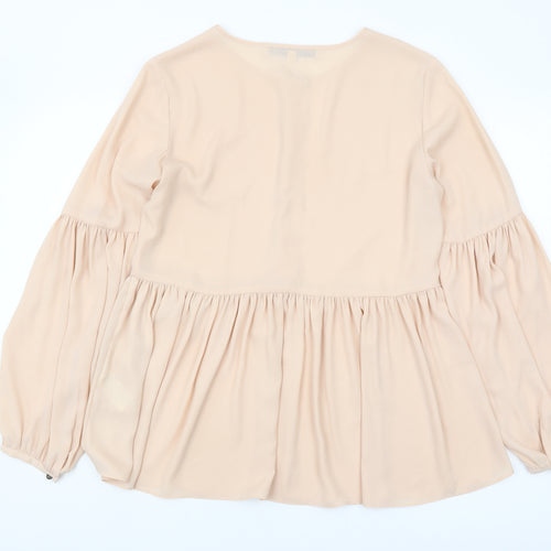 Banana Republic Women's Beige Blouse M, Button Accents, Woven
