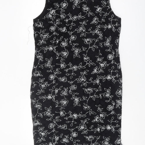 Anna Rose Women's Black Floral Sheath Dress Size 16