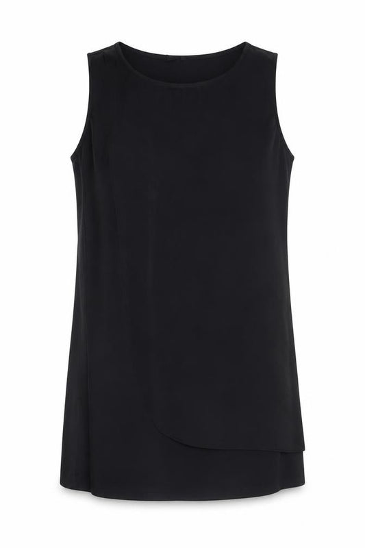 Front view of Mango Women's Black Casual Sleeveless Dress, size 12