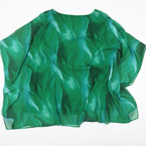 Roman Women's Green Tunic Top Plus Size V-Neck Chiffon