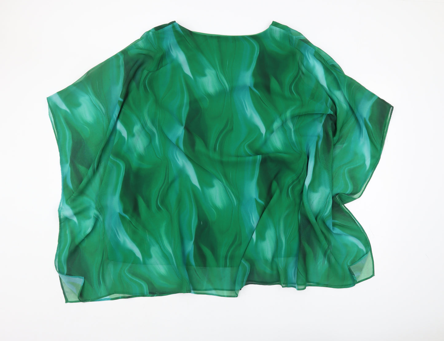 Roman Women's Green Tunic Top Plus Size V-Neck Chiffon