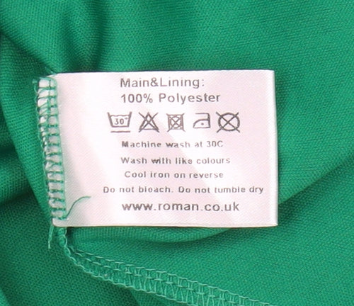 Roman Women's Green Tunic Top Plus Size V-Neck Chiffon