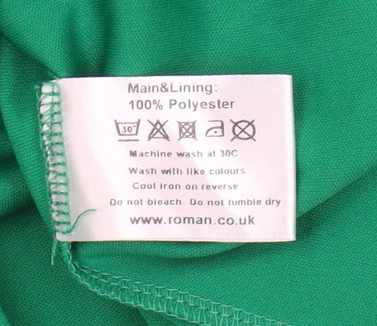 Roman Women's Green Tunic Top Plus Size V-Neck Chiffon