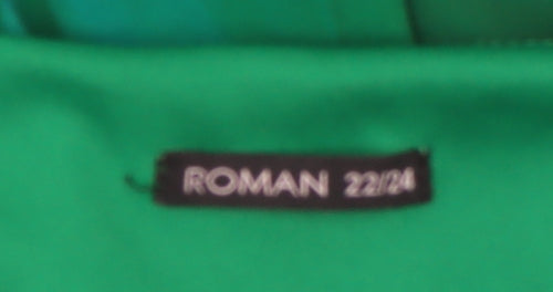 Roman Women's Green Tunic Top Plus Size V-Neck Chiffon