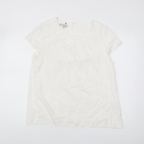 Hobbs Women's White Blouse, Size 14, Short Sleeve