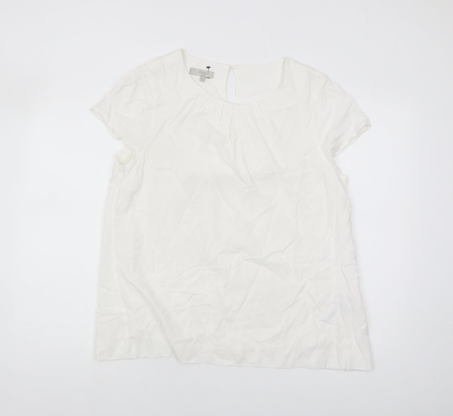 Hobbs Women's White Blouse, Size 14, Short Sleeve