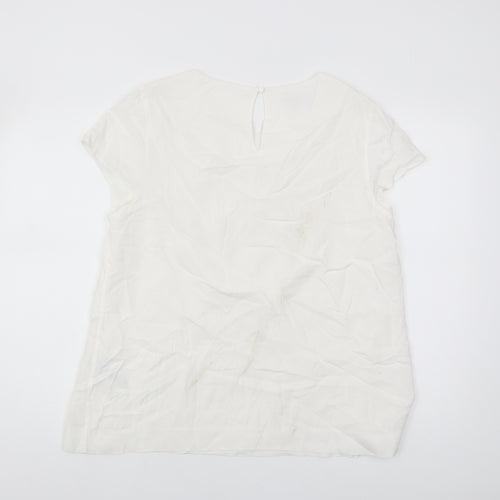 Hobbs Women's White Blouse, Size 14, Short Sleeve