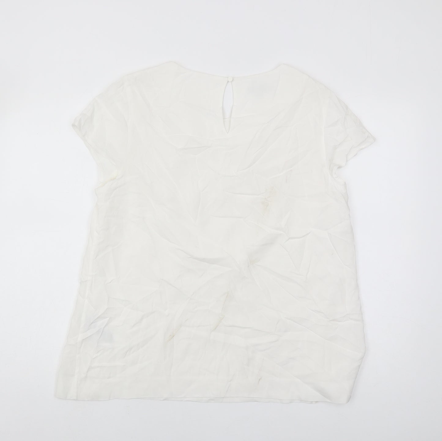 Hobbs Women's White Blouse, Size 14, Short Sleeve