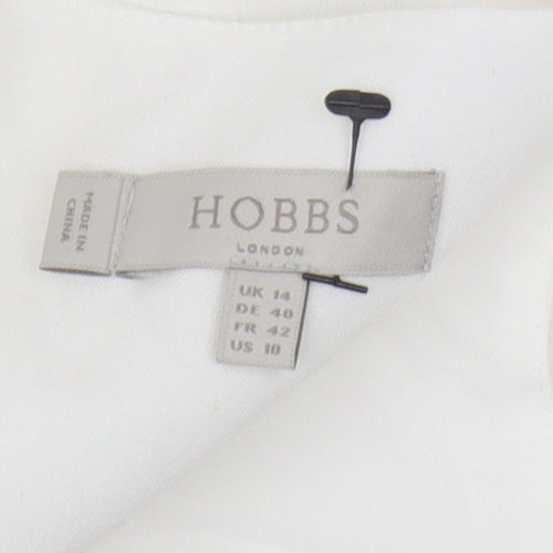 Hobbs Women's White Blouse, Size 14, Short Sleeve