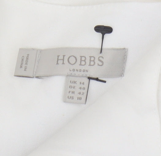 Hobbs Women's White Blouse, Size 14, Short Sleeve