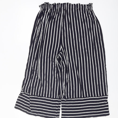 Monsoon Black Striped Paperbag Trousers Women M