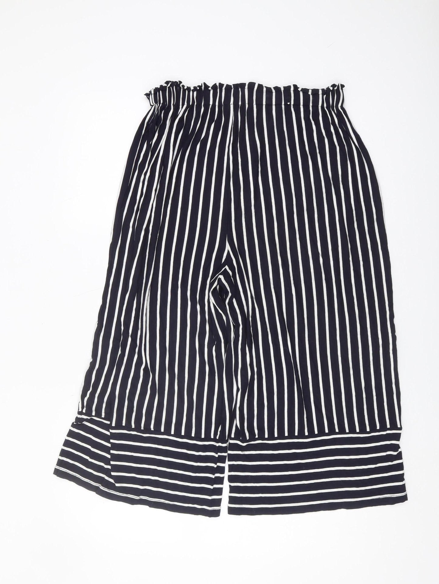 Monsoon Black Striped Paperbag Trousers Women M