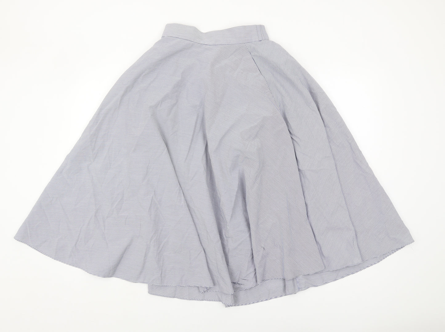 Uniqlo Women's Blue Striped A-Line Midi Skirt S