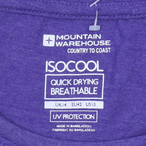 Mountain Warehouse Women's Purple T-Shirt, Size 14, Quick Dry