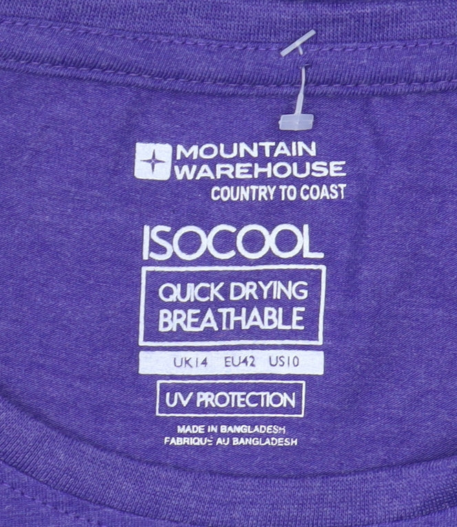 Mountain Warehouse Women's Purple T-Shirt, Size 14, Quick Dry