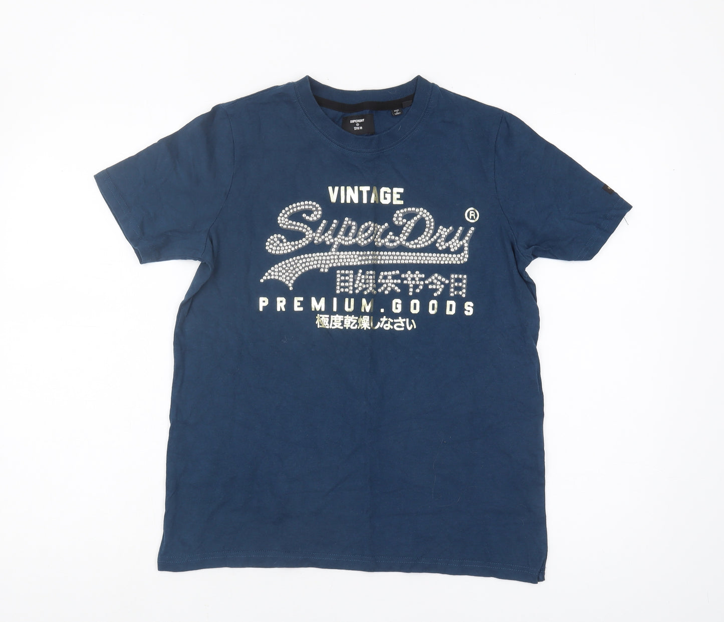 Superdry Unisex Blue Vintage T-Shirt, Size 10, Cotton Tee
