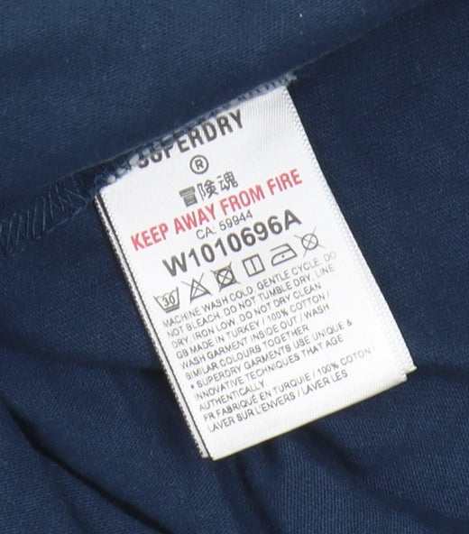Superdry Unisex Blue Vintage T-Shirt, Size 10, Cotton Tee