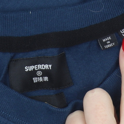 Superdry Unisex Blue Vintage T-Shirt, Size 10, Cotton Tee