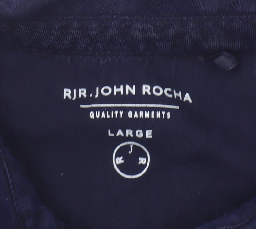 RJR. John Rocha Men's Blue Polo Shirt Large