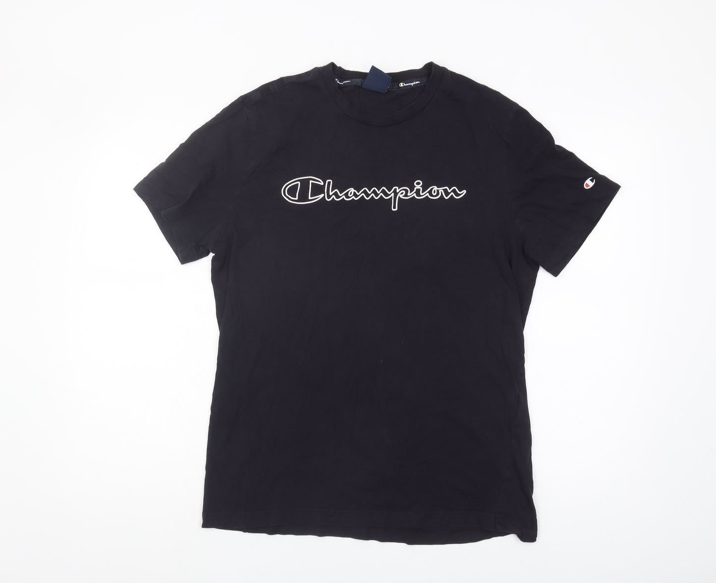 Champion Men's Black Logo Short Sleeve T-Shirt Size L