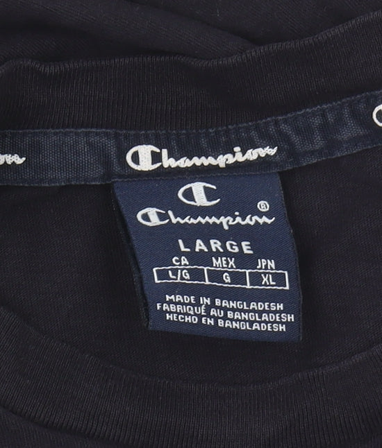 Champion Men's Black Logo Short Sleeve T-Shirt Size L