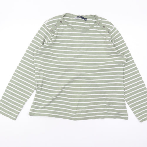 Isle Women's Green Striped T-Shirt - Size L