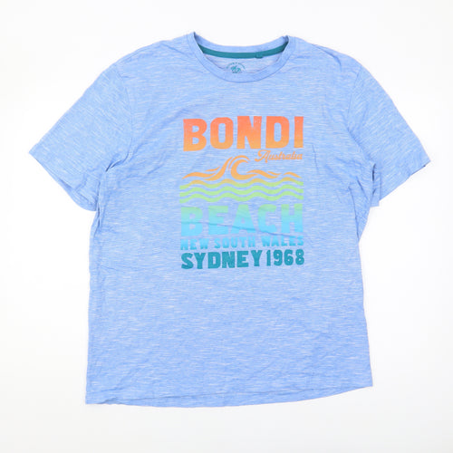 Next Men's Blue Graphic T-Shirt, Size L, Beach Theme