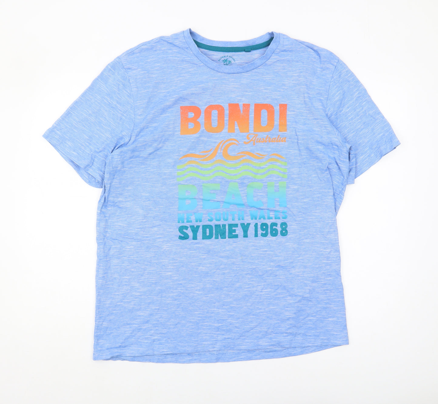 Next Men's Blue Graphic T-Shirt, Size L, Beach Theme