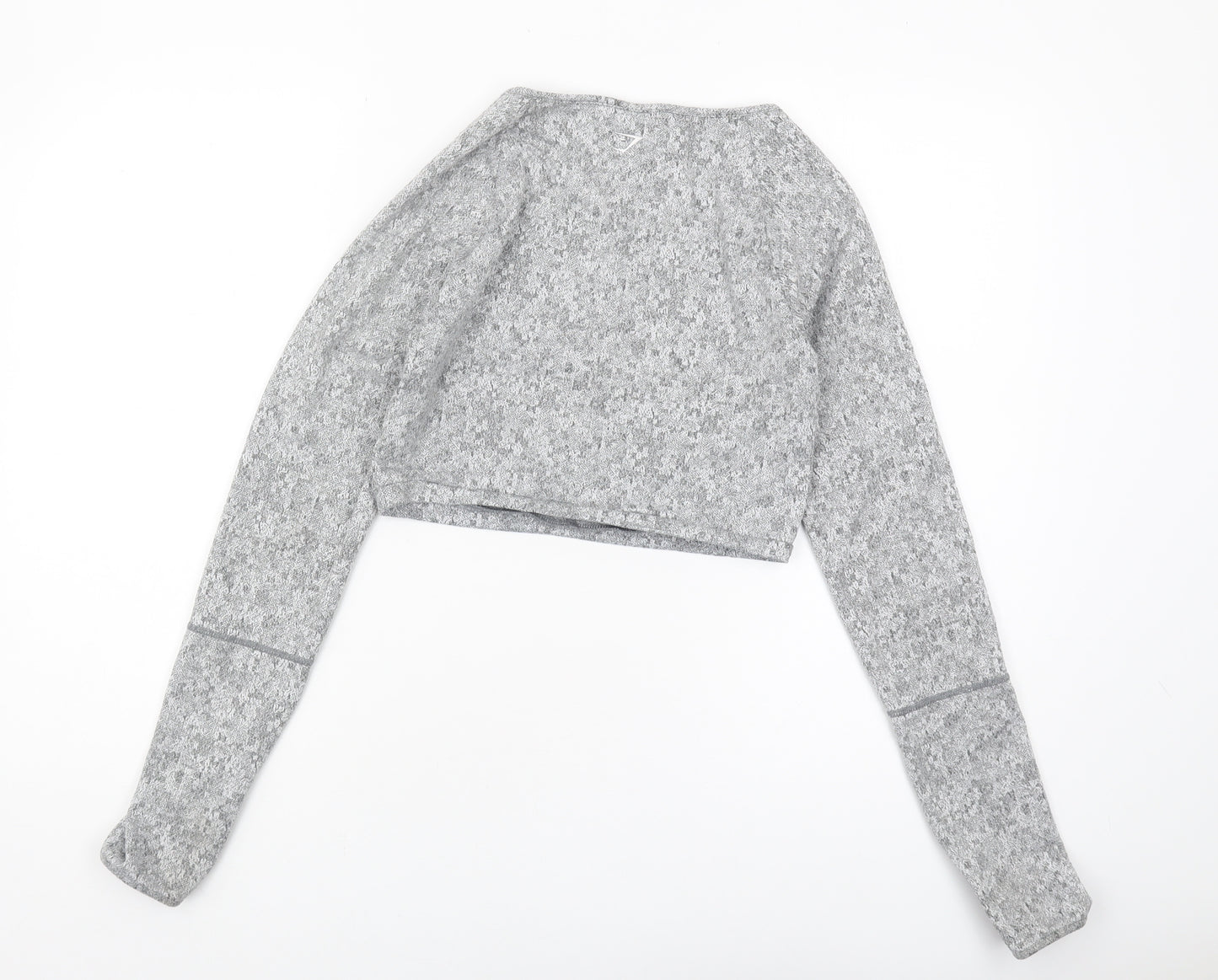Gymshark Women's Grey Cropped Long Sleeve Top - M