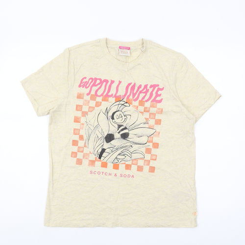Scotch & Soda Beige Graphic T-Shirt S - Casual & Stylish