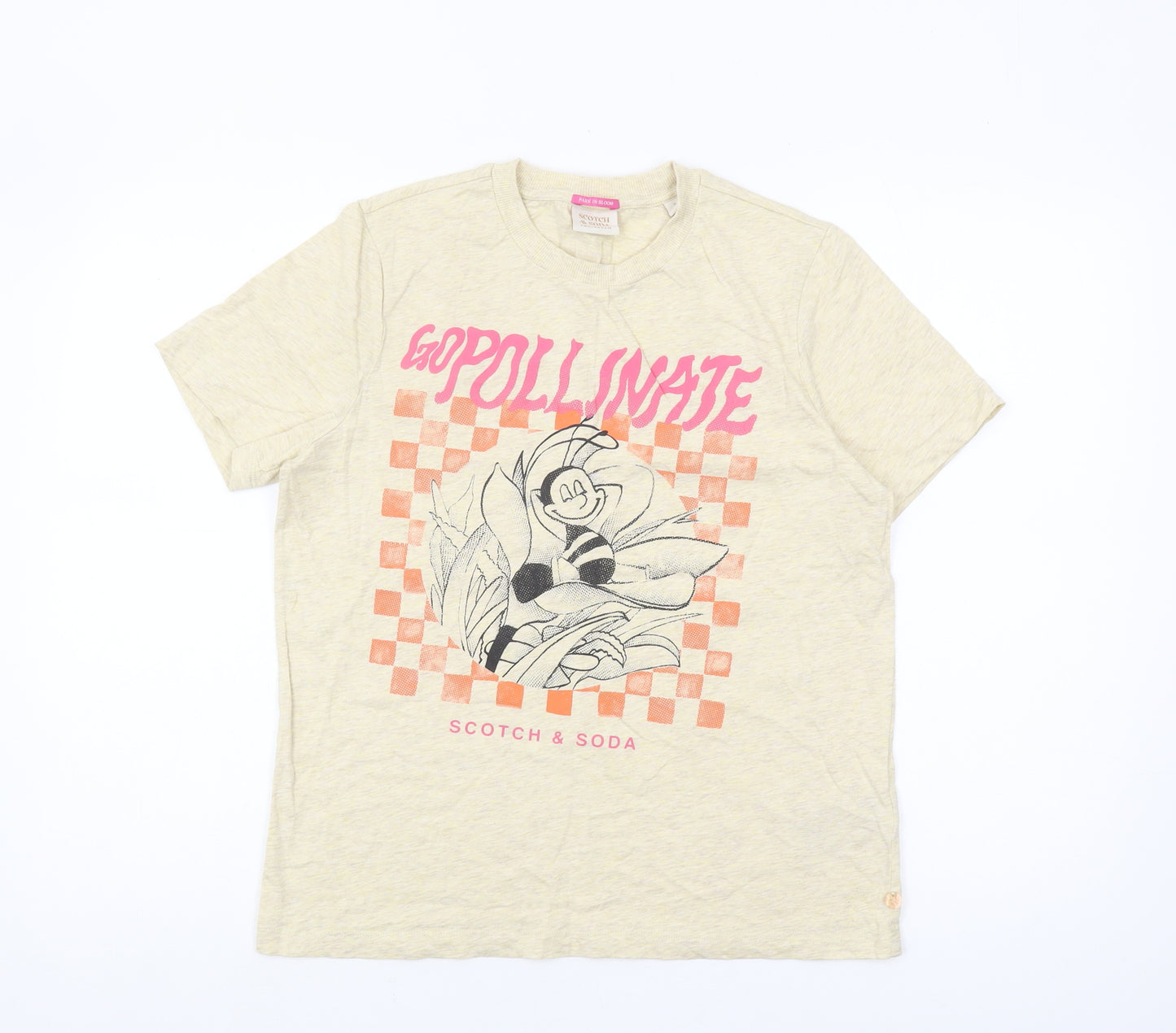 Scotch & Soda Beige Graphic T-Shirt S - Casual & Stylish