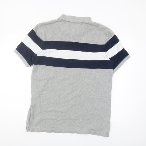 Jack Wills Men's Grey Striped Polo Shirt, Size S, Classic Fit