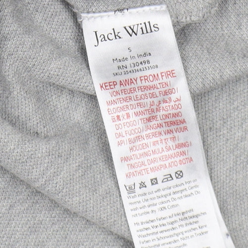 Jack Wills Men's Grey Striped Polo Shirt, Size S, Classic Fit