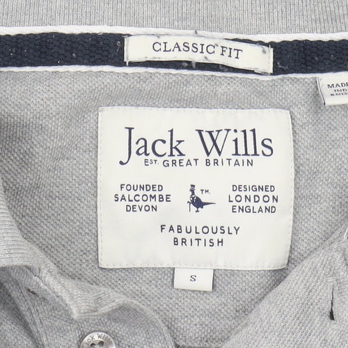 Jack Wills Men's Grey Striped Polo Shirt, Size S, Classic Fit