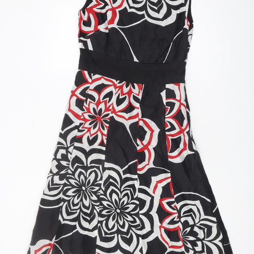 Monsoon Women's Black Floral A-Line Dress Size 10