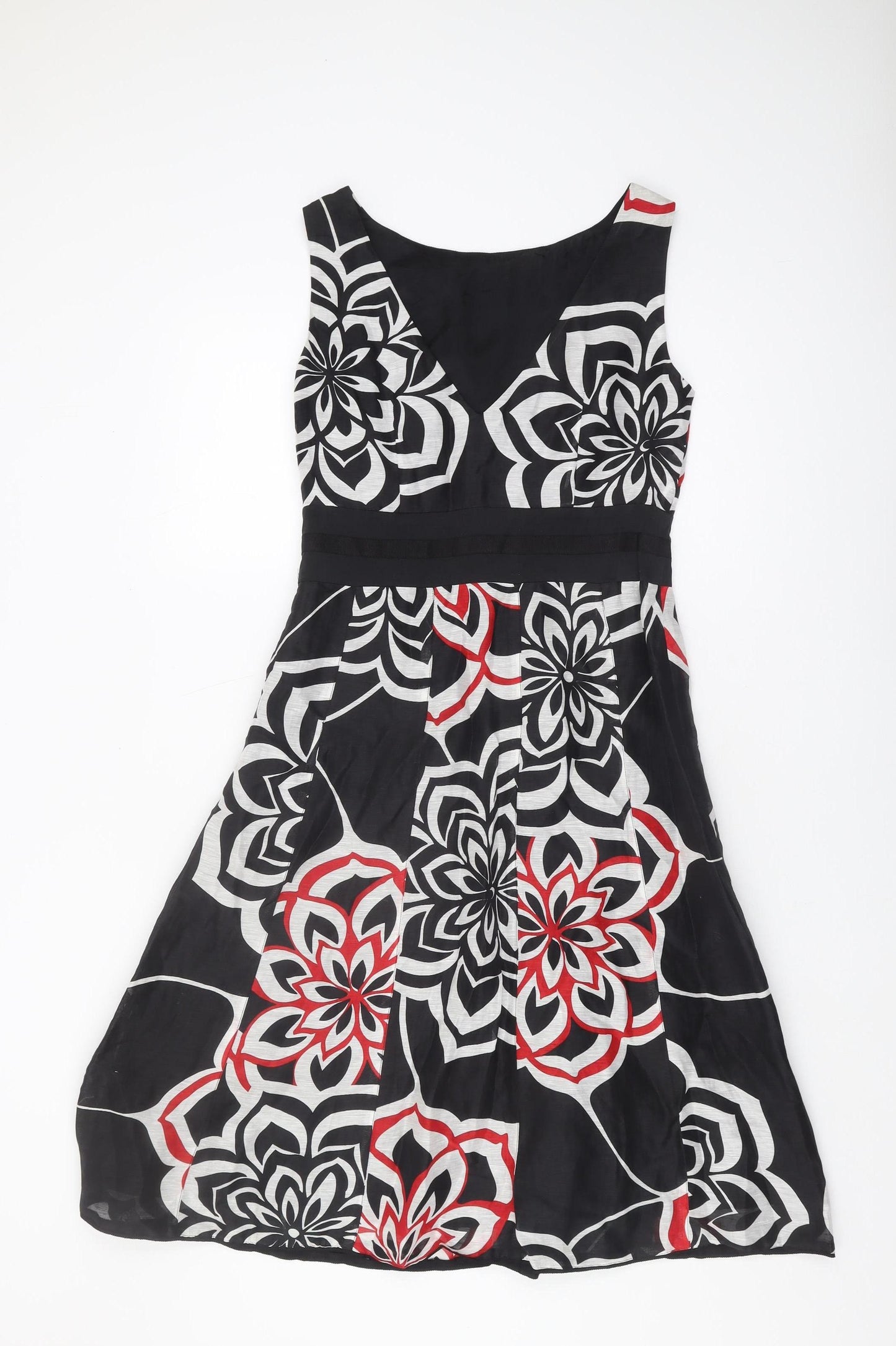 Monsoon Women's Black Floral A-Line Dress Size 10