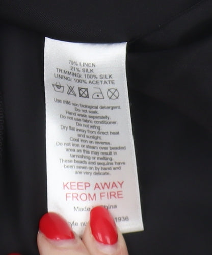 Monsoon Women's Black Floral A-Line Dress Size 10