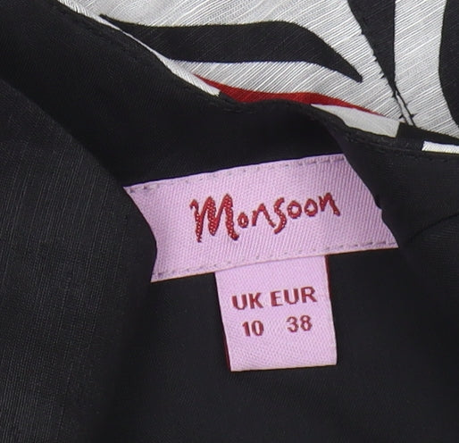 Monsoon Women's Black Floral A-Line Dress Size 10