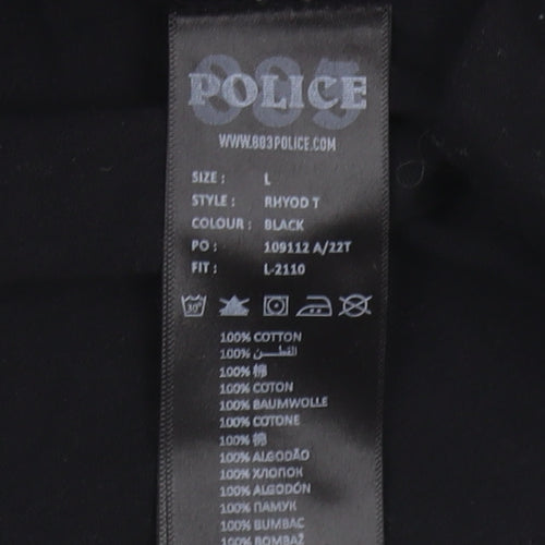 883 Police Men's Black Graphic Print T-Shirt, Size L