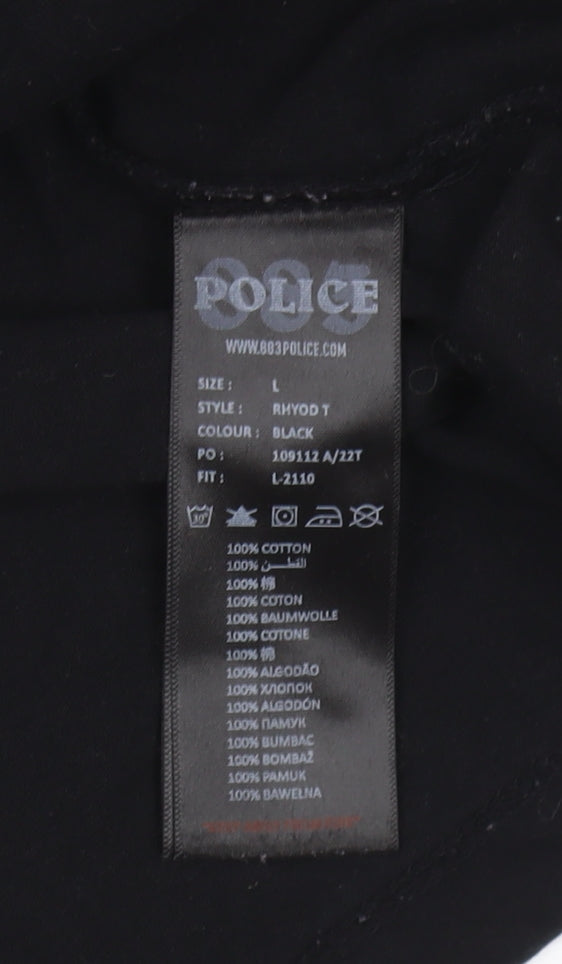 883 Police Men's Black Graphic Print T-Shirt, Size L