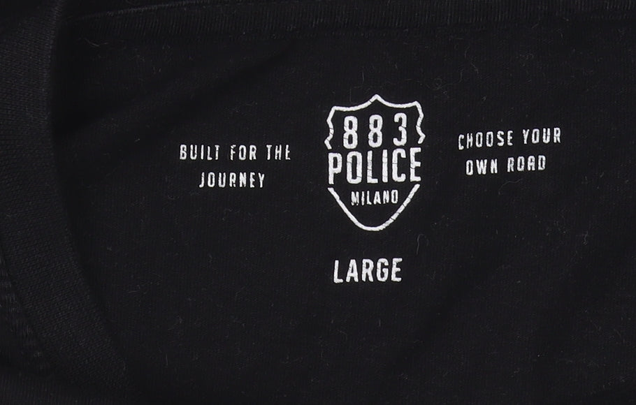 883 Police Men's Black Graphic Print T-Shirt, Size L