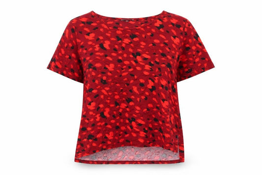 Front view of Principles Women's Red Animal Print T-Shirt, size 18