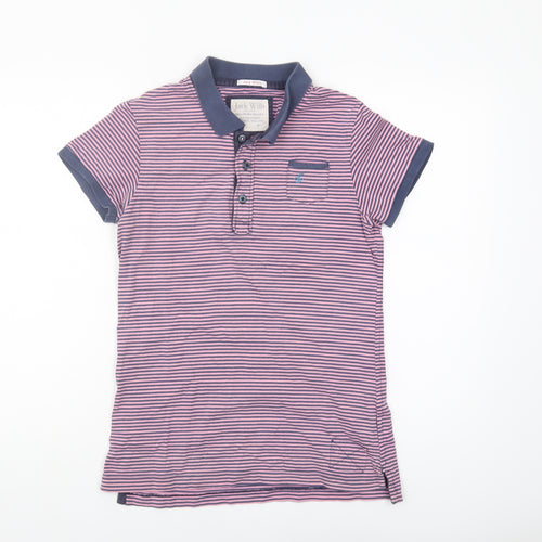 Jack Wills Women's Polo Shirt Pink & Blue Striped Size 12