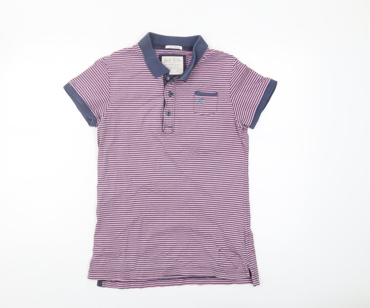 Jack Wills Women's Polo Shirt Pink & Blue Striped Size 12