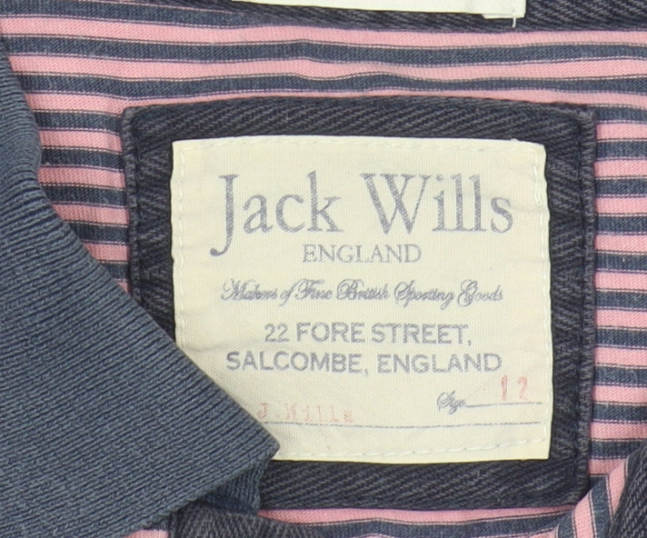 Jack Wills Women's Polo Shirt Pink & Blue Striped Size 12