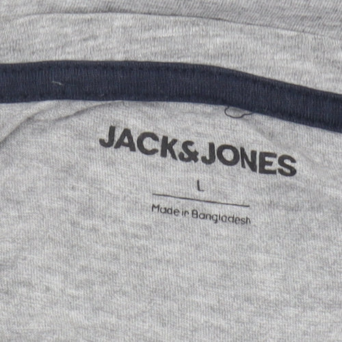 Jack & Jones Men's Grey Graphic Print T-Shirt L